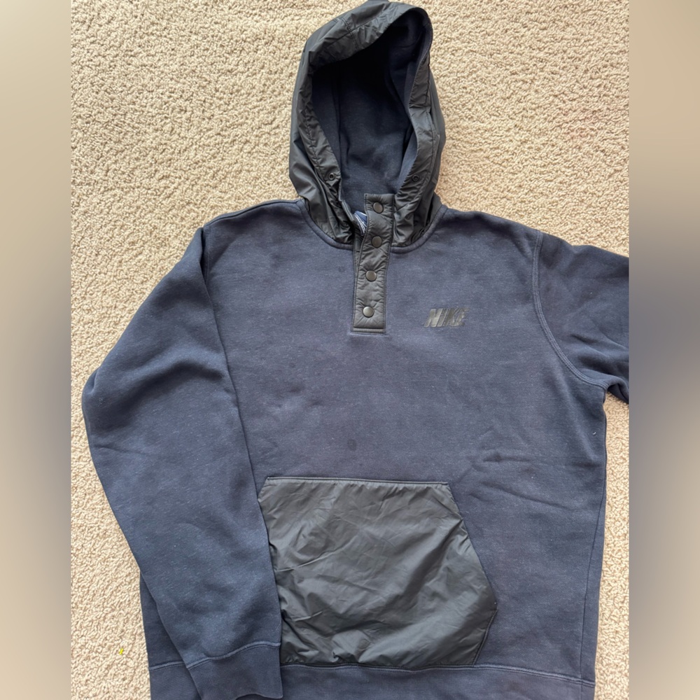 Nike Dark Blue Hoodie with Charcoal Details